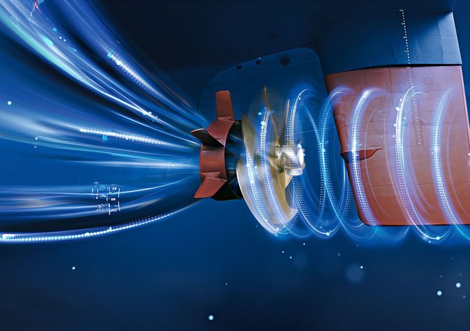 View of a Becker Marine Systems Rudder with dynamic flow graphics